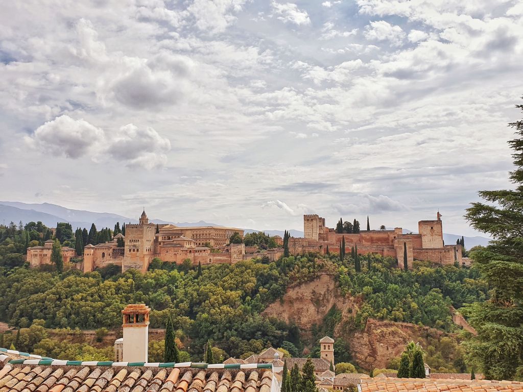 View of the Alhambra from the Mirador de San Nicolas in Granada